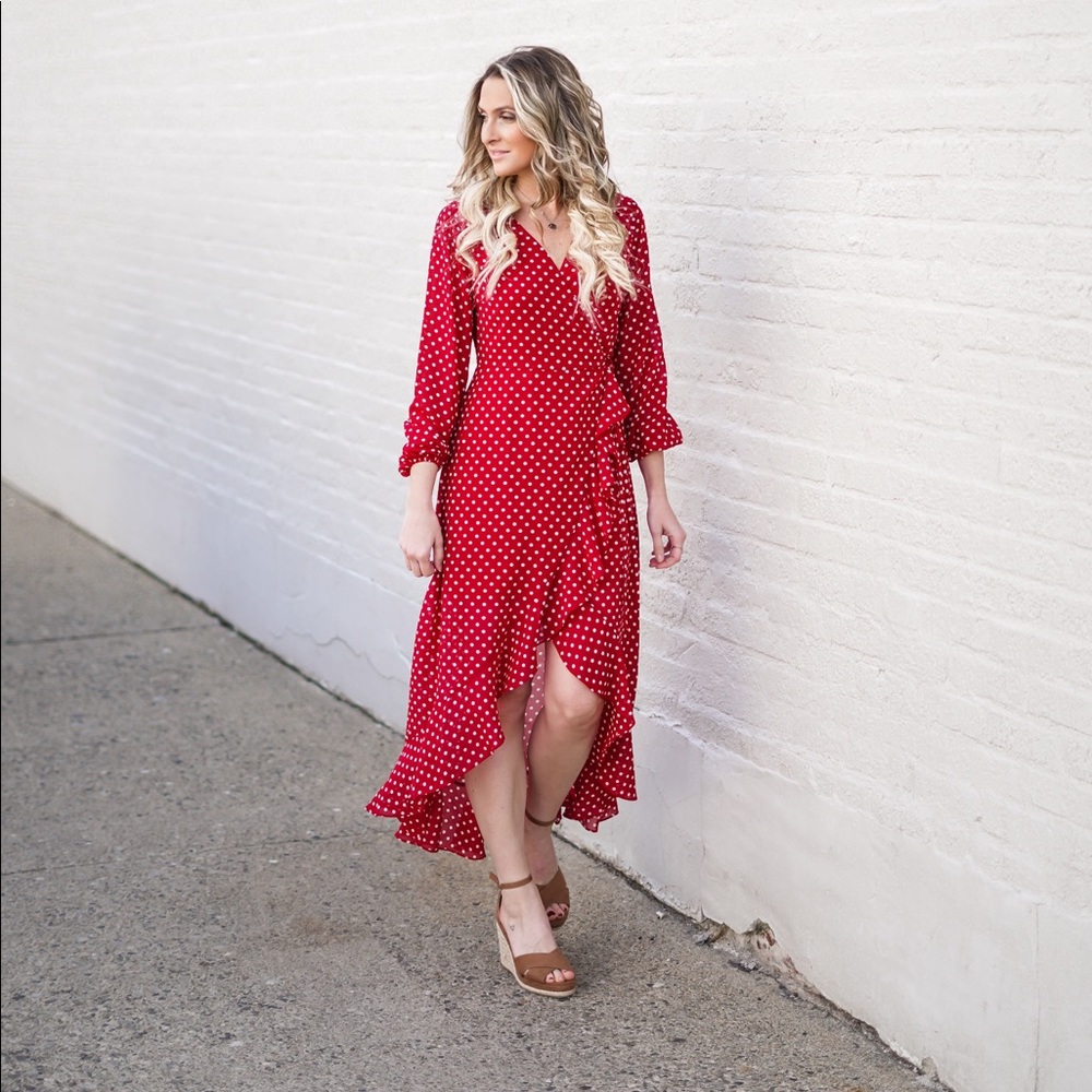 New polka dot wrap dress